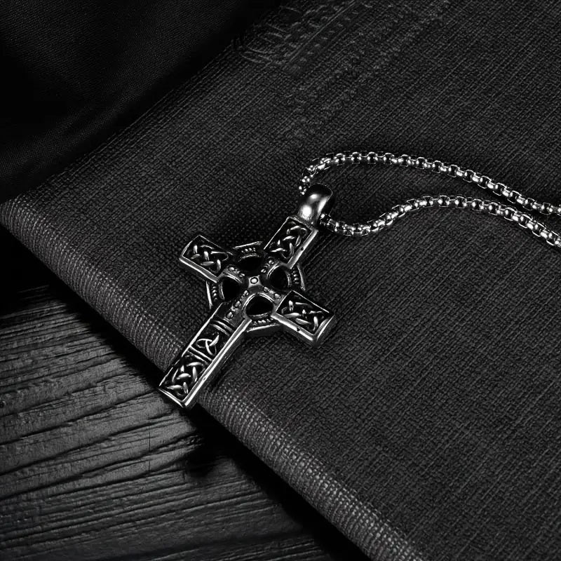 Celtic Cross Stainless Steel Necklace for Men – Silver 