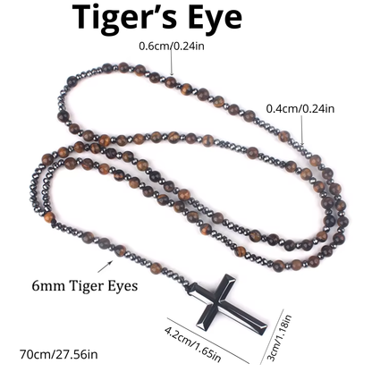 Prayer Rosary | Natural Stone Bead & Elegant Cross