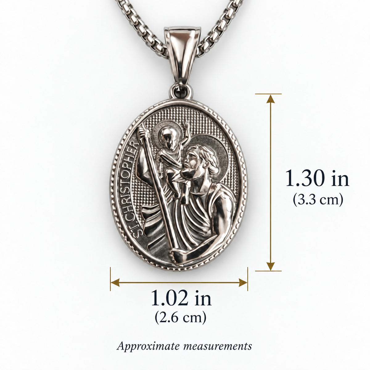 St. Christopher Necklace for Men – Stainless Steel Religious Medal Pendant