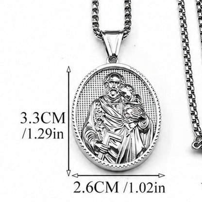 Saint Joseph Oval Pendant Necklace – 316L Stainless Steel