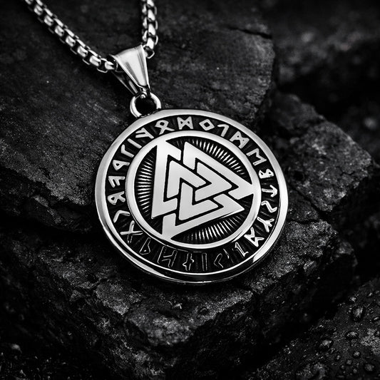 Viking Runic Pendant. Valknut
