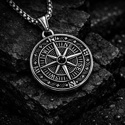 Men's Casual Vintage Viking Compass Pendant Necklace Fashion Jewelry