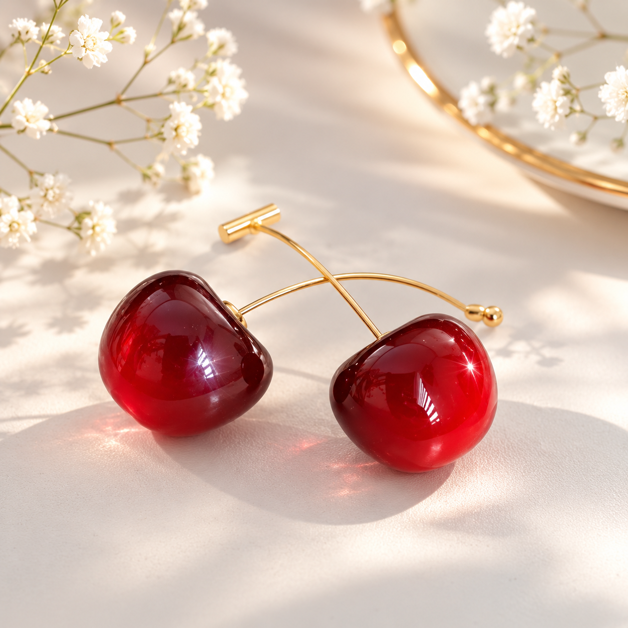 Cherry Drop Earrings for Women – Cute Red Cherry Stud Earrings