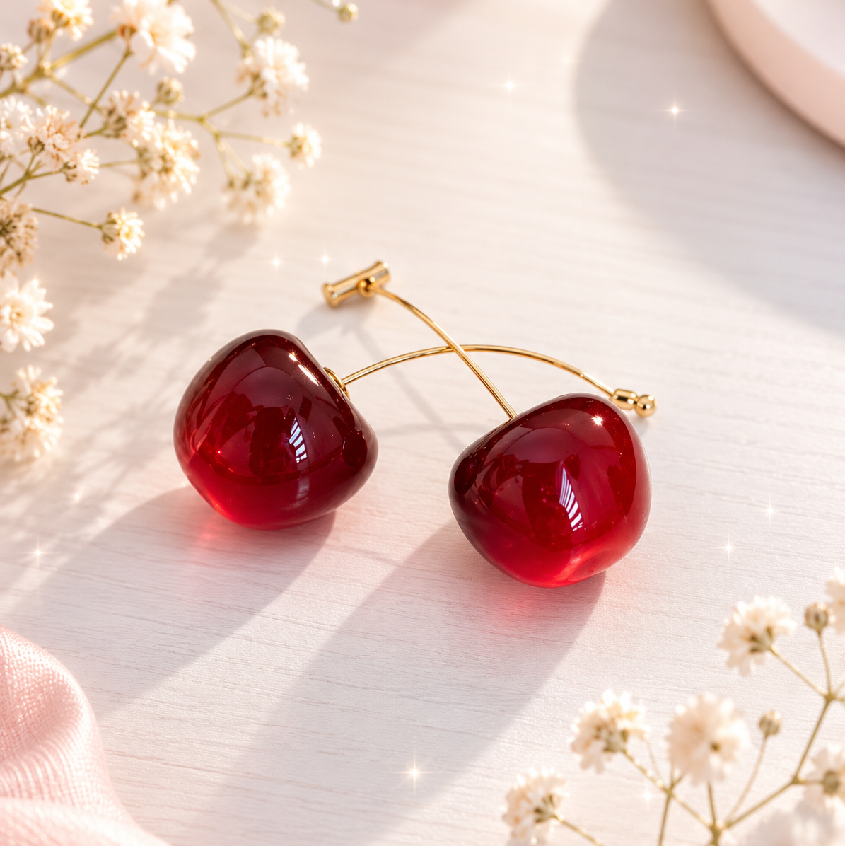 Cherry Drop Earrings for Women – Cute Red Cherry Stud Earrings