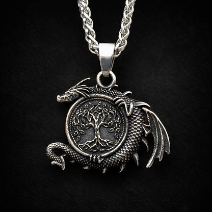 Viking Nordin Pendant Tree of Life and Dragon