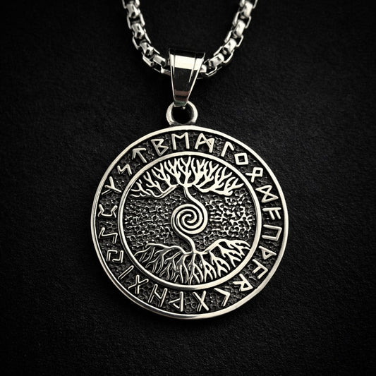 Viking Double-Sided Necklace: Wisdom of the Tree of Life and Runic Protection.
