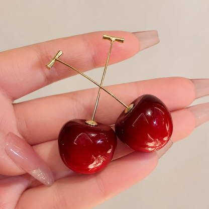 Cherry Drop Earrings for Women – Cute Red Cherry Stud Earrings