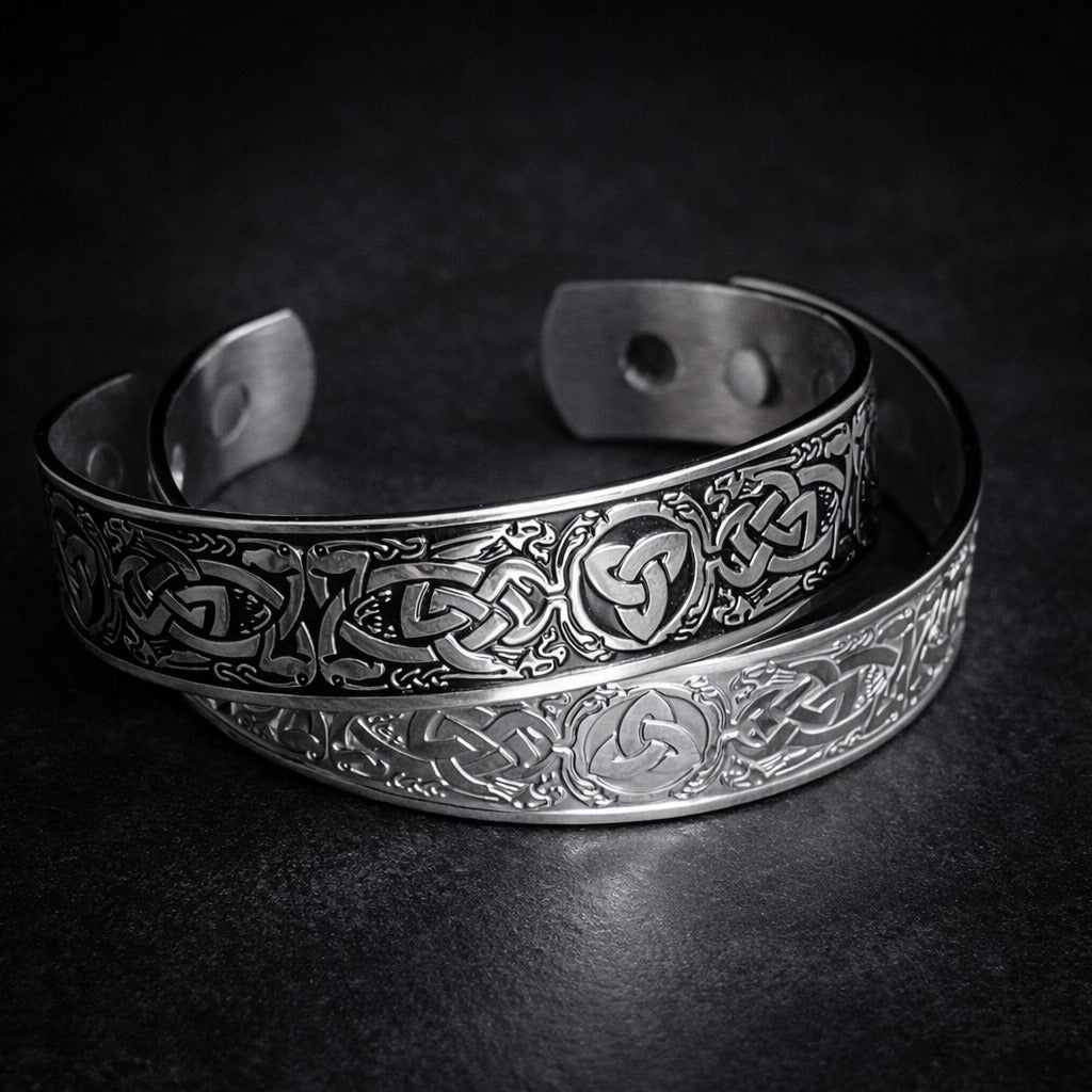 Men's Viking Knot Bracelet – Adjustable Stainless Steel Norse Wristband | Black Steel