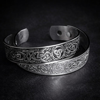 Men's Viking Knot Bracelet – Adjustable Stainless Steel Norse Wristband | Black Steel