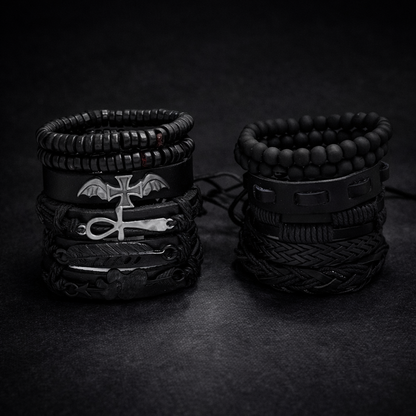 Punk style retro woven suit cowhide simple men's bracelet