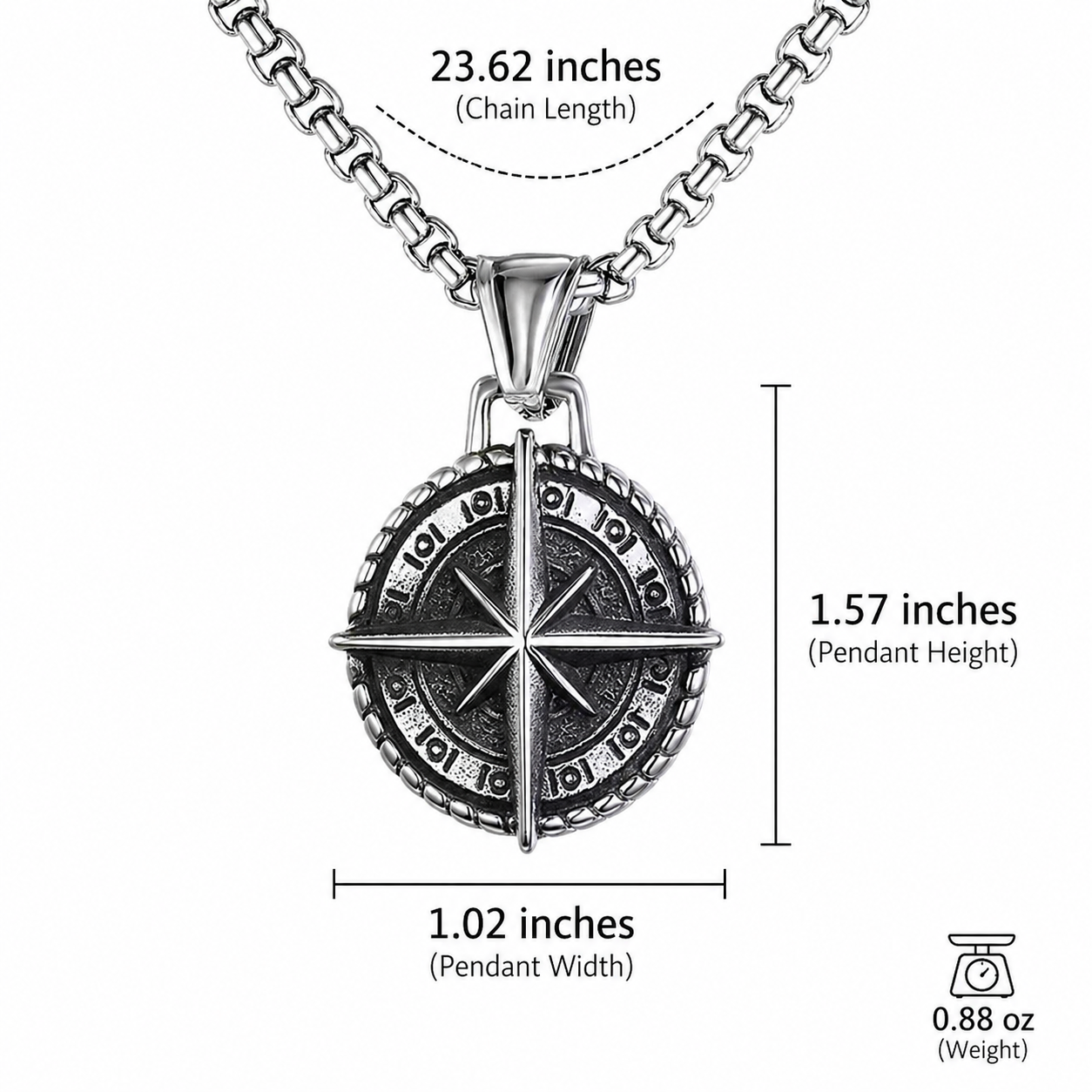 Vintage Viking Compass Pendant Necklaces For Men