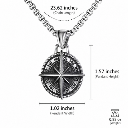 Vintage Viking Compass Pendant Necklaces For Men