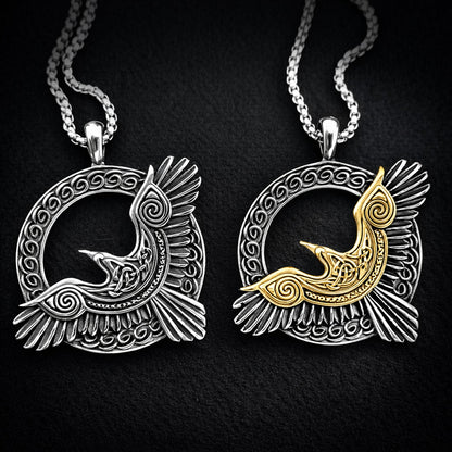 Norse Viking titanium steel pendant for men, Odin, Raven.