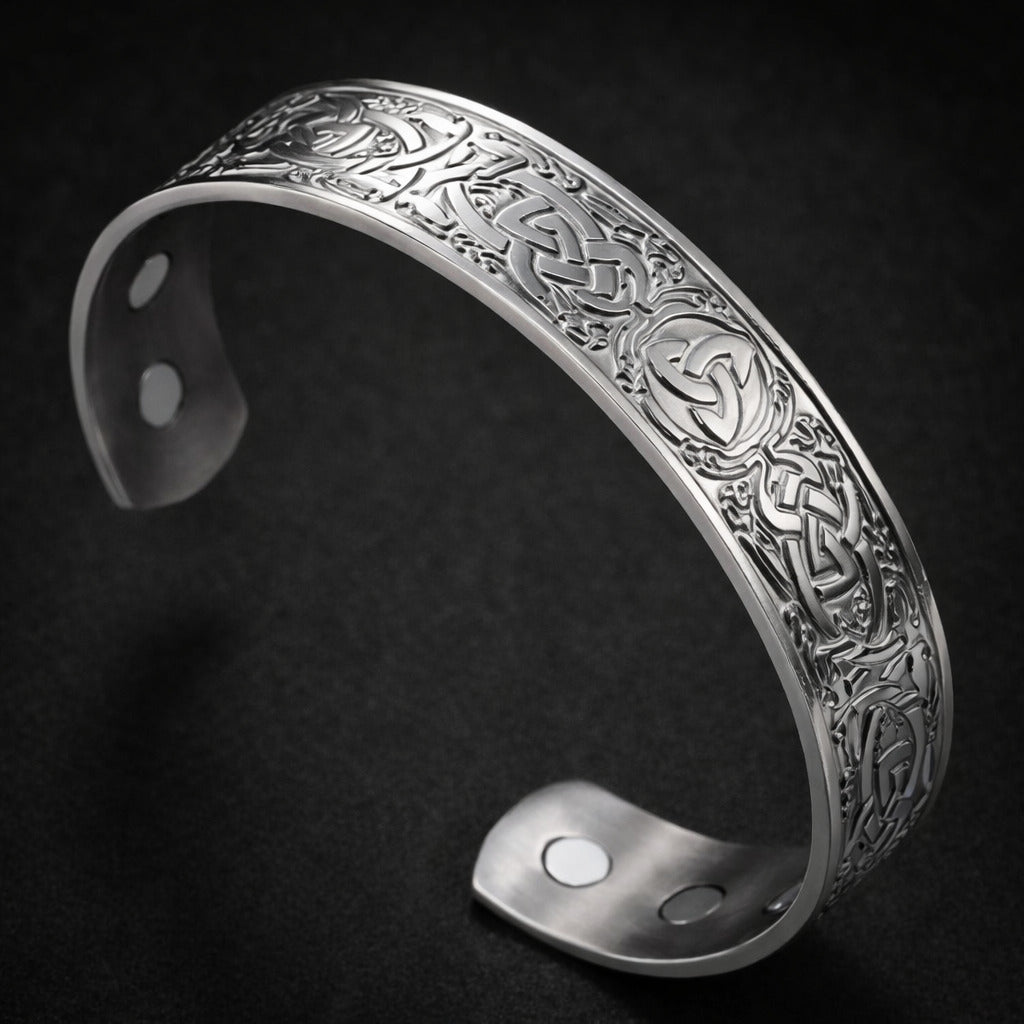 Men's Viking Knot Bracelet – Adjustable Stainless Steel Norse Wristband | Black Steel