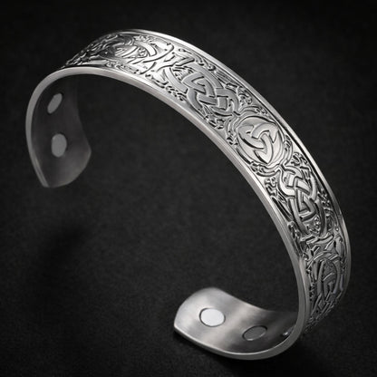 Men's Viking Knot Bracelet – Adjustable Stainless Steel Norse Wristband | Black Steel