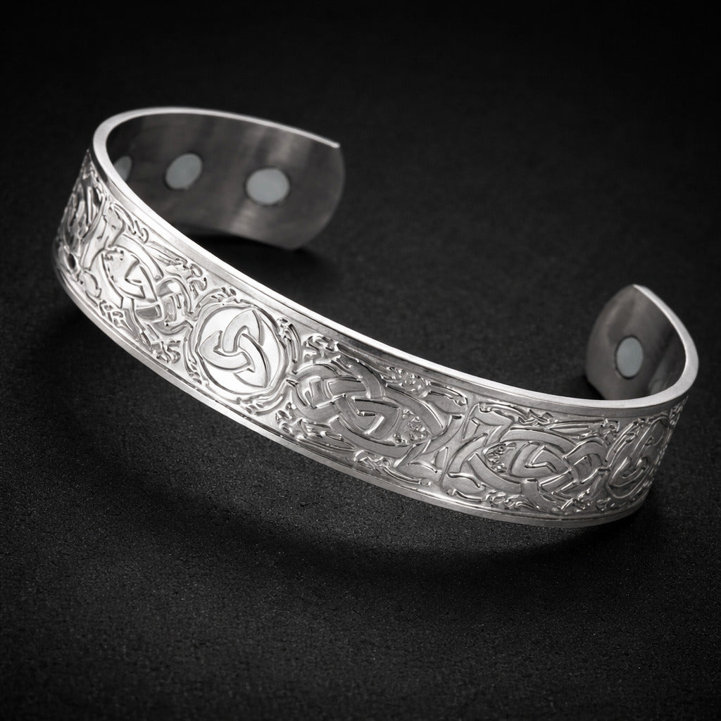 Men's Viking Knot Bracelet – Adjustable Stainless Steel Norse Wristband | Black Steel