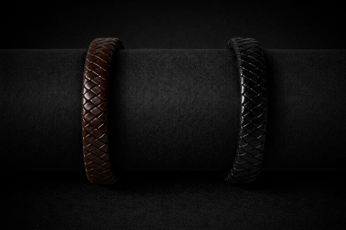 Vintage Stainless Steel Leather Woven Bracelet