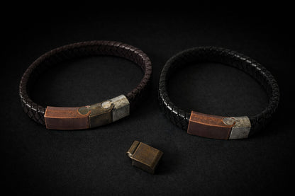 Vintage Stainless Steel Leather Woven Bracelet