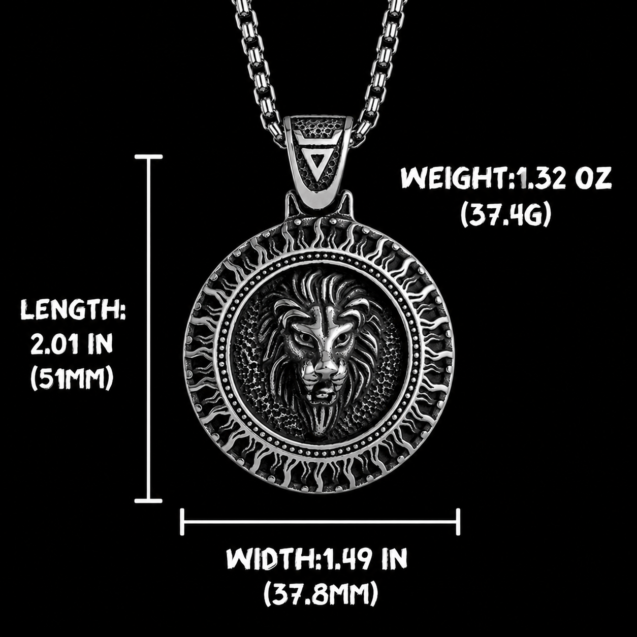 Lion King Sun Medallion Necklace for Men – Royal Lion Pendant