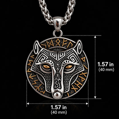 Viking Wolf Rune Necklace | Stainless Steel Norse Pendant