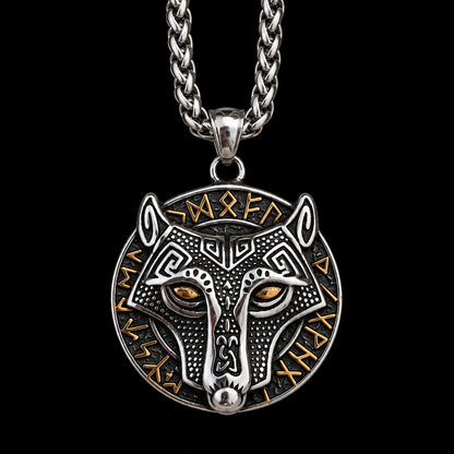 Viking Wolf Rune Necklace | Stainless Steel Norse Pendant