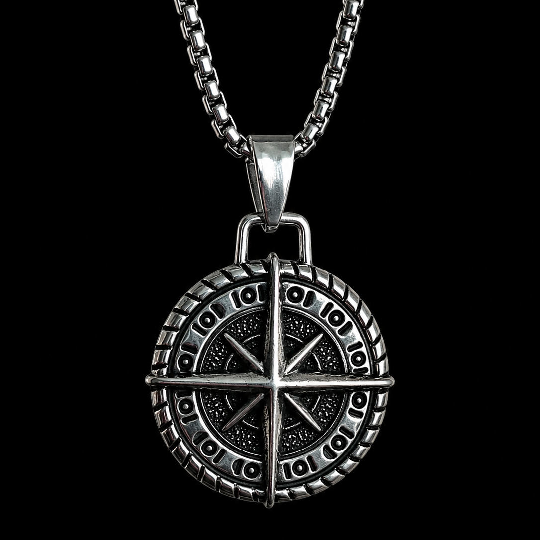 Compass Rose Necklace for Men – Nautical North Star Pendant