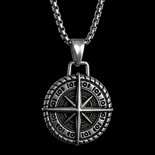 Compass Rose Necklace for Men – Nautical North Star Pendant