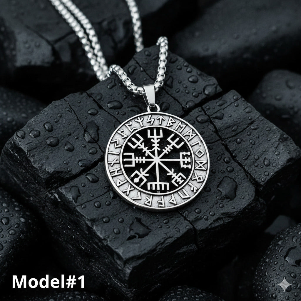 Vegvisir and Runes Necklace