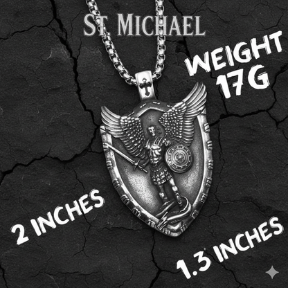 St. Michael Archangel Shield Pendant Stainless Steel Necklace | Divine Protection & Unique Style