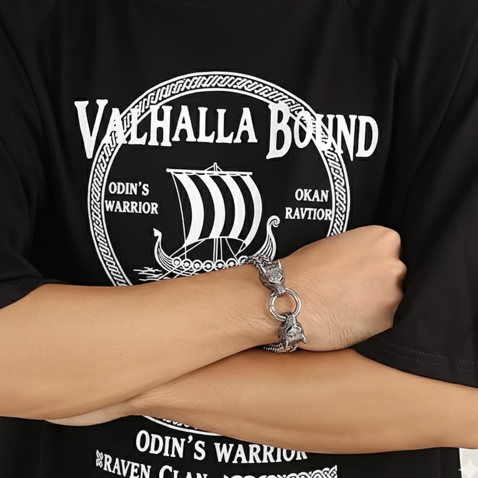 Viking Wolf Head Bracelet for Men | Stainless Steel Chain Jewelry