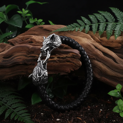 Men's bracelet, Viking design, Wolves