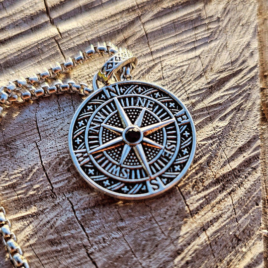 Men's Casual Vintage Viking Compass Pendant Necklace Fashion Jewelry