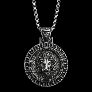 Lion King Sun Medallion Necklace for Men – Royal Lion Pendant