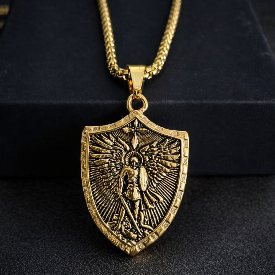 Archangel Michael Shield Necklace for Men.
