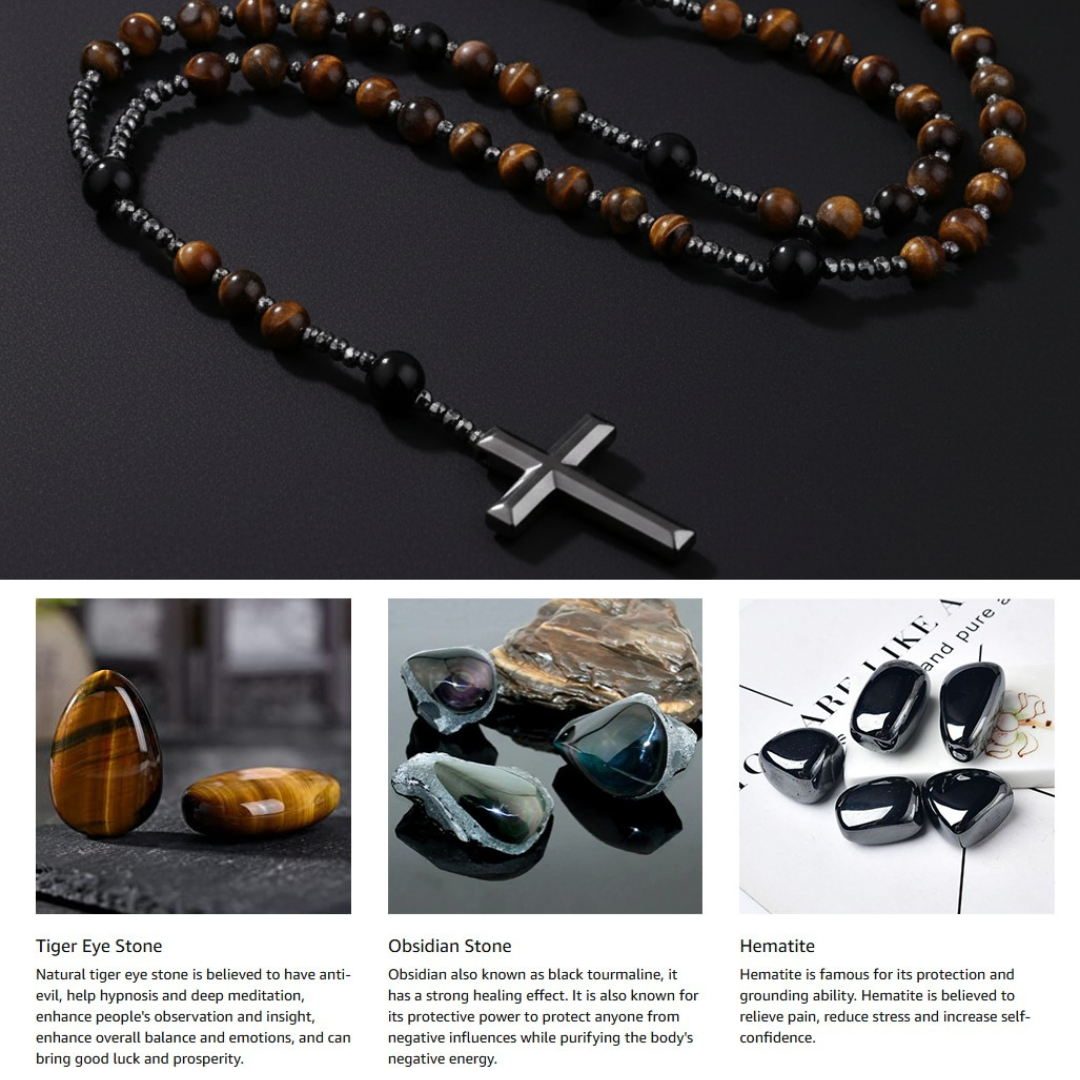 Prayer Rosary | Natural Stone Bead & Elegant Cross