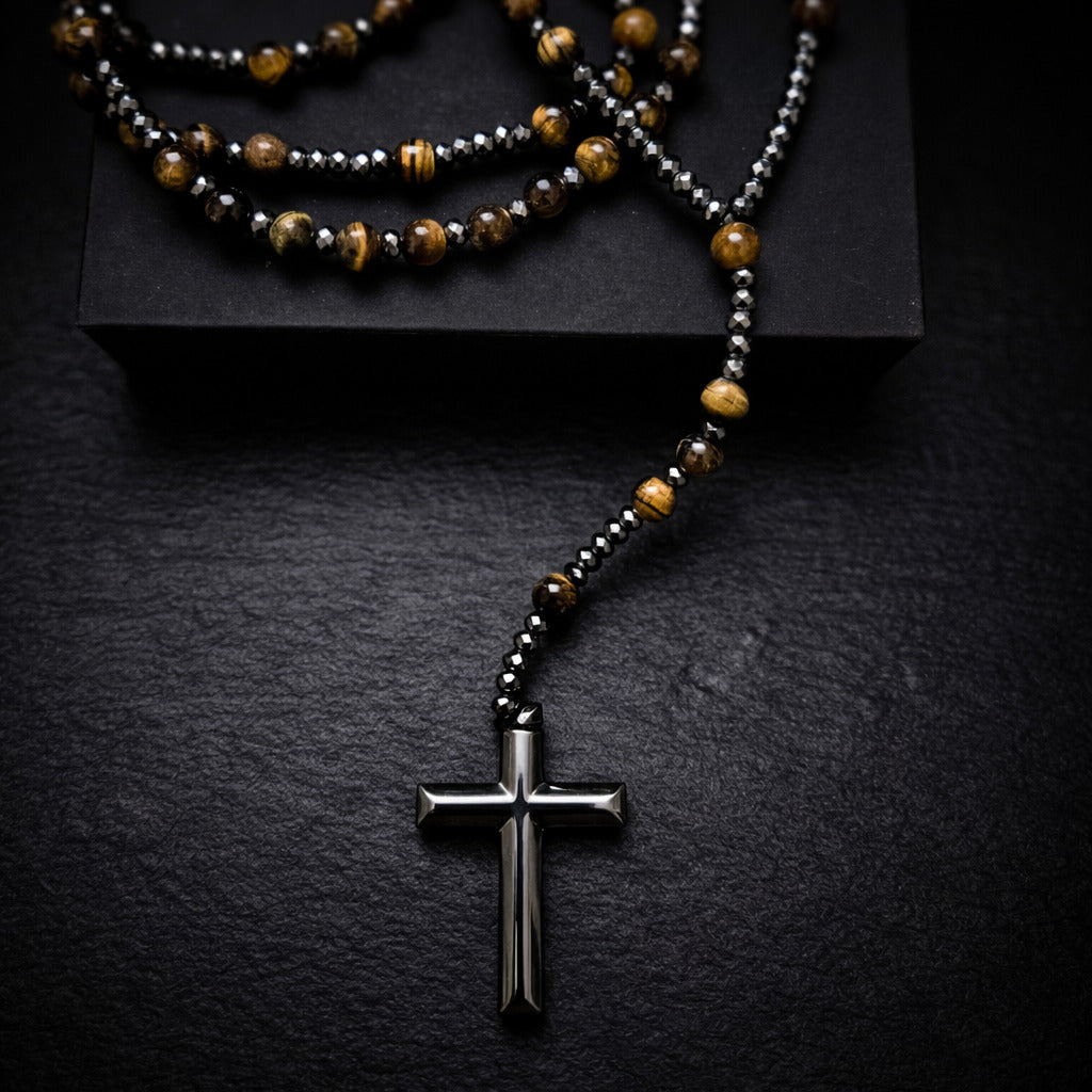 Prayer Rosary | Natural Stone Bead & Elegant Cross