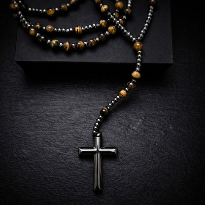 Prayer Rosary | Natural Stone Bead & Elegant Cross