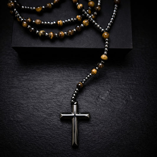 Prayer Rosary | Natural Stone Bead & Elegant Cross