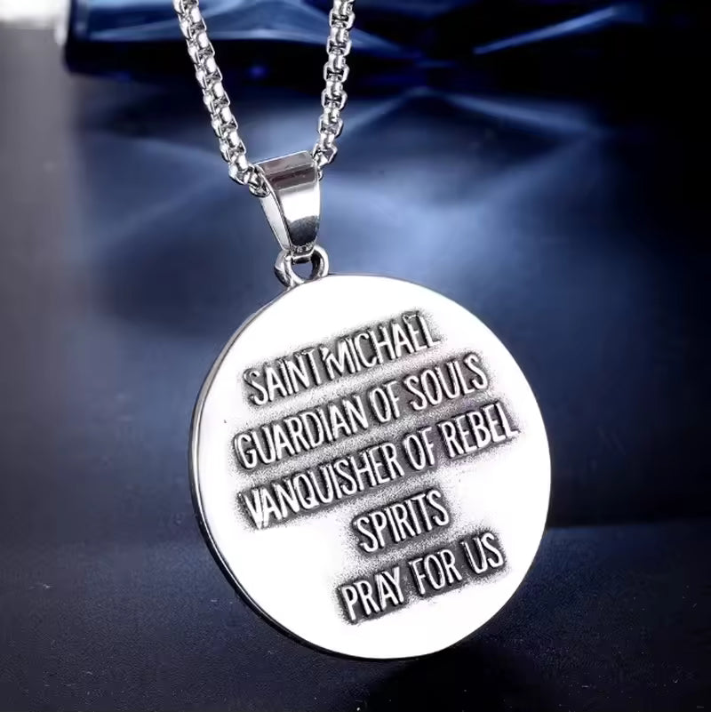 St. Michael Archangel Necklace | Silver Titanium Steel – Spiritual Warrior & Protector