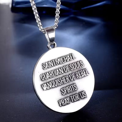 St. Michael Archangel Necklace | Silver Titanium Steel – Spiritual Warrior & Protector
