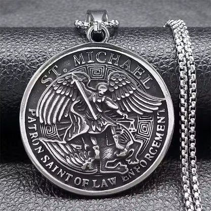 St. Michael Archangel Necklace | Silver Titanium Steel – Spiritual Warrior & Protector