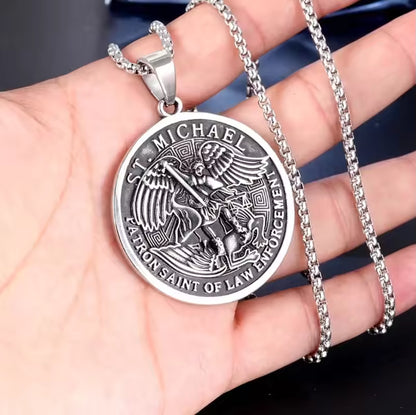 St. Michael Archangel Necklace | Silver Titanium Steel – Spiritual Warrior & Protector