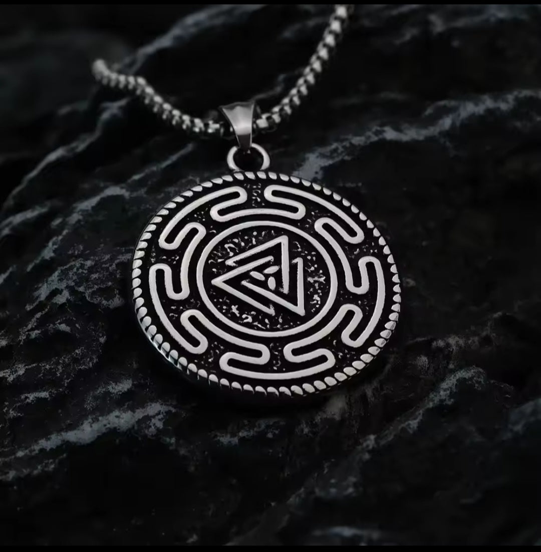 Double-Sided Necklace: Viking Wolf Strength and Rune Symbol of Power