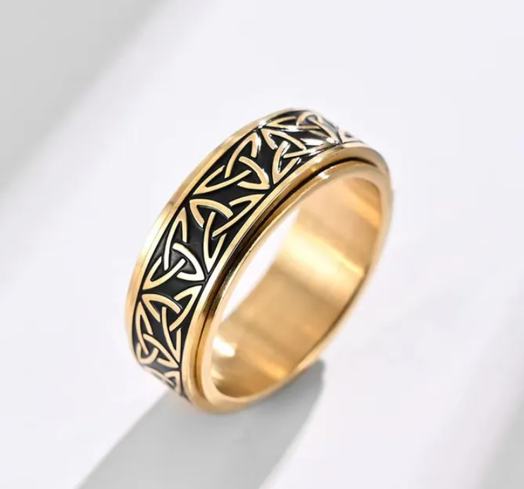 Basic Geometric Titanium Steel 18K Gold Plated Men'S Rings