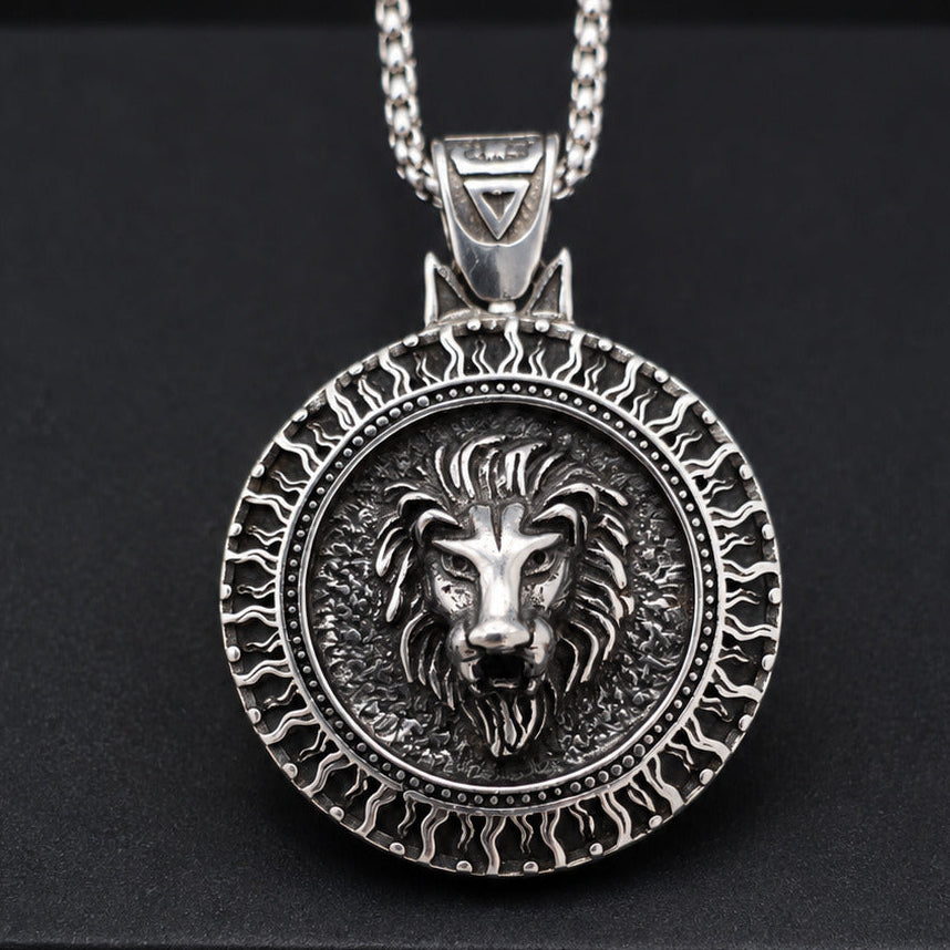 Lion King Sun Medallion Necklace for Men – Royal Lion Pendant