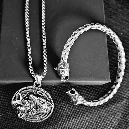 Wolf bracelet and necklace set.