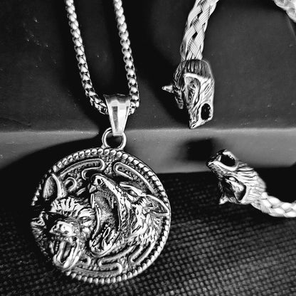 Wolf bracelet and necklace set.