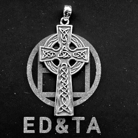 Celtic Cross Necklace for Men and Women, 925 Sterling Silver Celtic Cross Pendant.