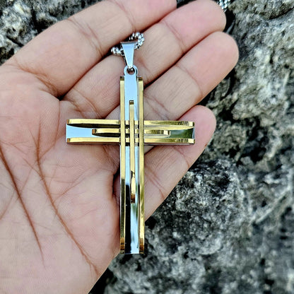 Gold and silver cross necklace.