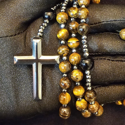 Prayer Rosary | Natural Stone Bead & Elegant Cross